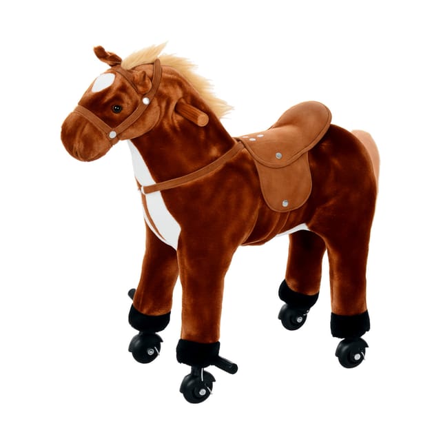 Reittier Kinder Schaukelpferd Mit Rollen Und Griff, 75 Cm Hoch, Braun, Formschön Und Funktional Im Modernen