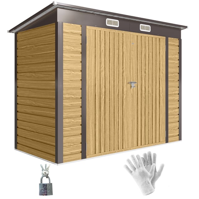Gartenhaus 3 M² Aus Verzinktem Stahl, Mit Doppeltür, 190x138x183 Cm, Eiche-optik