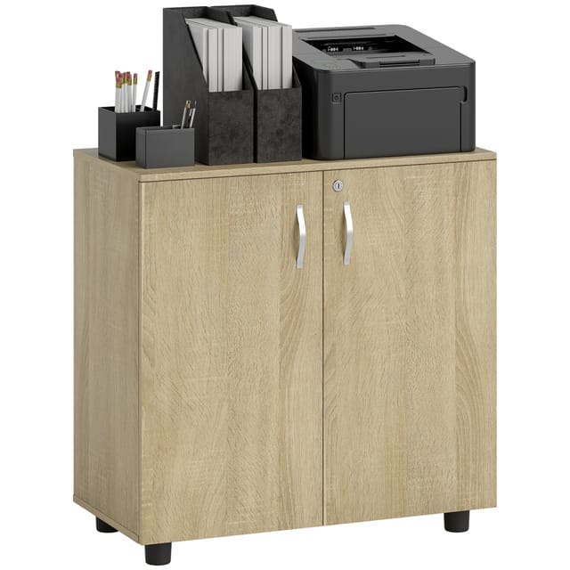 Büroschrank Compact 80 X 40 X 80 Cm, 2 Türen, 2 Ebenen, Abschließbar, 2 Schlüssel, Eichen-optik, Max. 20