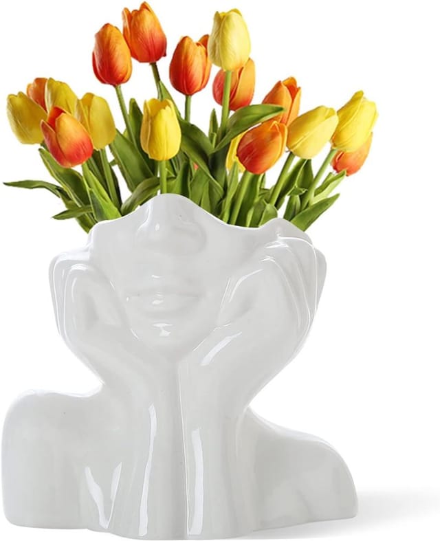 Blumenvase Tisch Büro Deko, Keramik Weibliche Form, Wohnzimmer Regal Künstlerische Skulptur