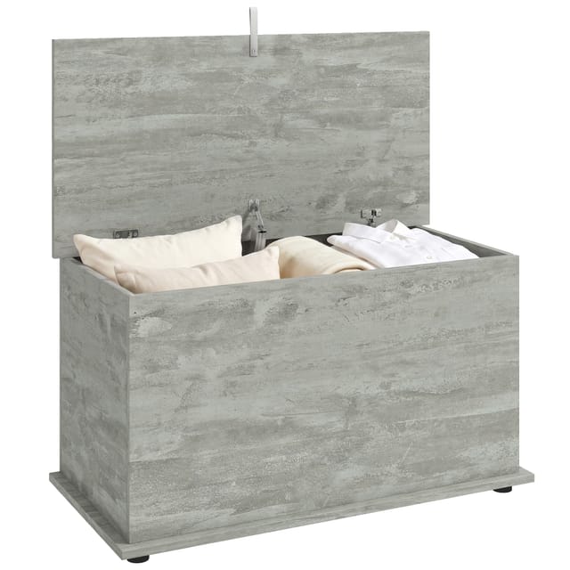 Aufbewahrungstruhe 80x40x45 Cm Mit Klappbarem Deckel, Aufbewahrungsbox In Grau, Polsterbank, Belastbar 120 Kg