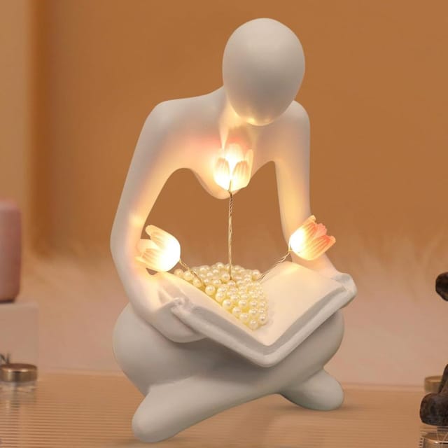 Buchlampe Harz Tulpe, Bibliothek Deko Regal, Ästhetisch Hell Lese Ambiente Abends Gemütlich