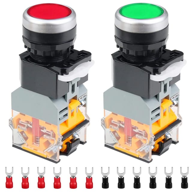 2er Momentane Zweifarbige Drucktaster 24v 22mm 10a, Rot Und Smaragd, Ein-aus Kontakt, Industrie-schalttafel
