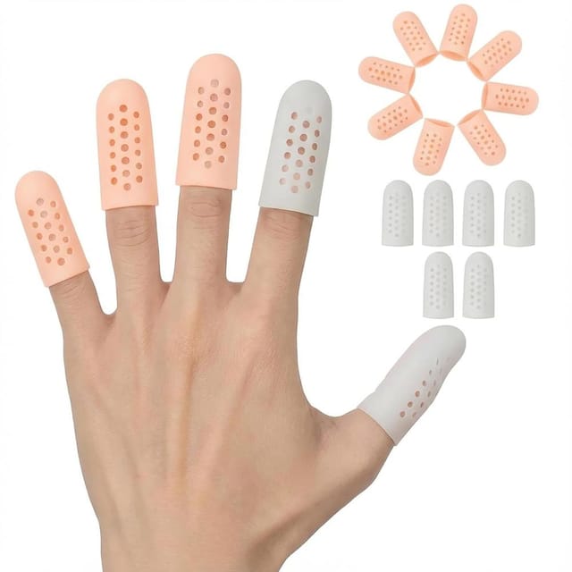 14 Atmungsaktive Silikon Fingerschoner, Anpassbarer Fingerschutz, Rutschfest, Für Handarbeit Und Sport