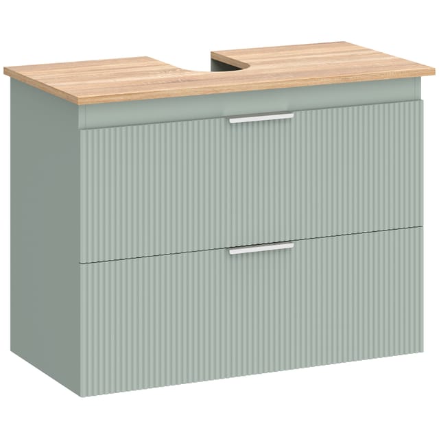 Waschtischunterschrank, 80 X 40 Cm, 2 Schubladen, Mdf, Grün, Metallgriffe, Verstellbare Füsse