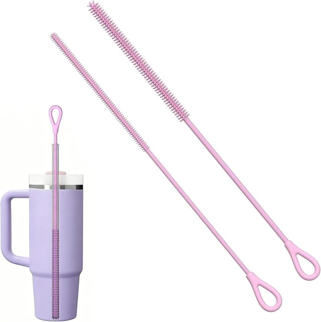 2 Trinkhalm Bürsten Aus Silikon, Tägliche Reinigung Von Trinkflaschen, Für Glas- Und Edelsthalmhalme, Flexibel