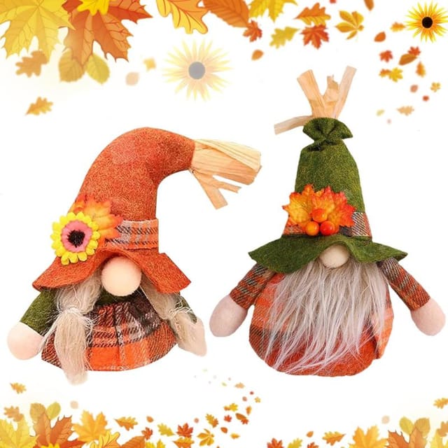 Thanksgiving Herbst-deko Aus Plüsch 2er Set, Gnom Wichtel Plüsch 18 Cm, Warme Stimmung Haus Küche Fest