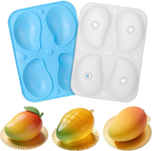 Mango Tausch Silikonform 3d, 4 Kavitäten Realistische Frucht, Mousse Eis Gelee Dessert Backen