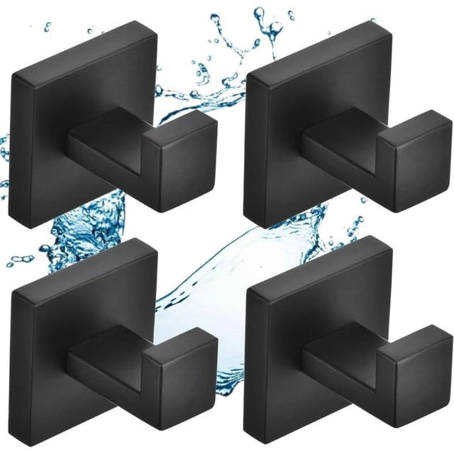 4er Set Badezimmerhaken Schwarz Edelstahl Sus304, Wandhaken, Für Kleidung, Handtücher Und Tassen, Küche Und