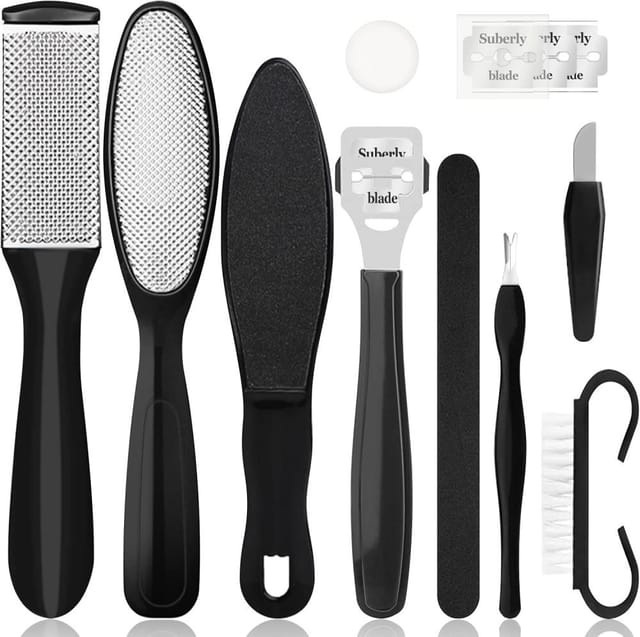 Pedikuere-set Fuesse, Feile Edelstahl 10 In 1, Fusspflege Huehneraugen Zuhause Salon Werkzeug Komplett
