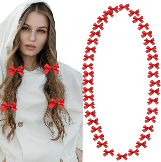 40er Pack Krokodil-haarnadeln, Scharlachrote Schleife, Frisierclips, Frau, Salon Haushalt, Stabil Robust