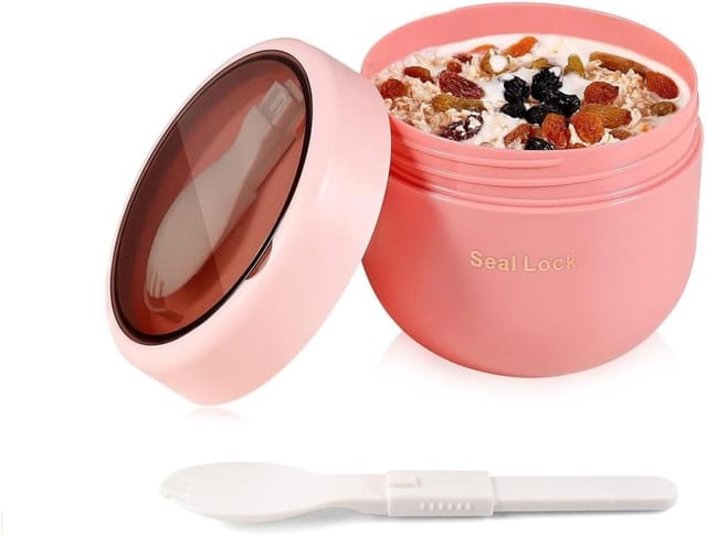 Joghurtbecher 600ml+50ml, Overnight Oats Glas, Müsli Schale Frühstück Unterwegs, Dichter Deckel