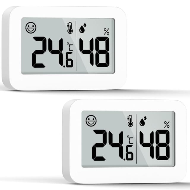 2er Pack Mini Hygrometer Thermometer Innen Digital, Temperatur Luftfeuchtigkeit Raum Buero Zuhause