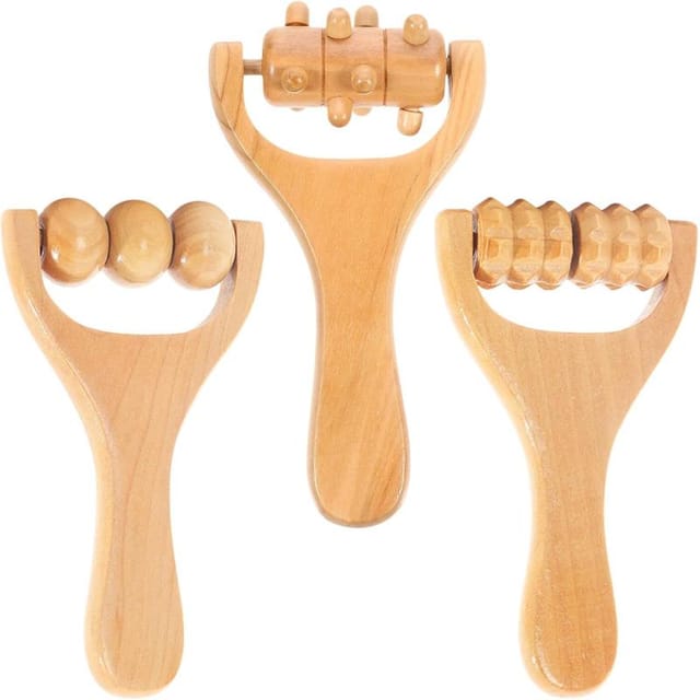 3er Set Hand-massagerollen Aus Naturholz, Maderotherapie, Entspannung Und Drainage, Spa, Salon Und Zuhause