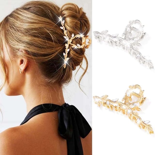 Haarklammern Mit Strass Mit Goldenen Metallclips, Dekorative Spangen Für Frauen, Funkelnd Party Hochzeit Abend