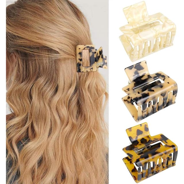 3er Set Acetat-haarklammern Rutschfest, Schildpattoptik Elegant, Clips Für Frauen Für Langes Und Dickes Haar