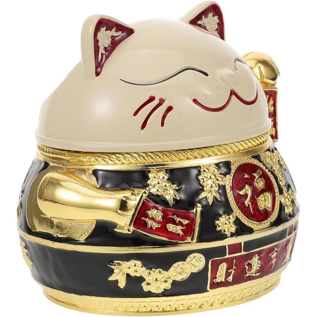 Cartoon-katzen-aschenbecher Aus Robustem Alloy Mit Deckel, Tischaschenbecher Büro Wohnzimmer, Niedlich Stabil