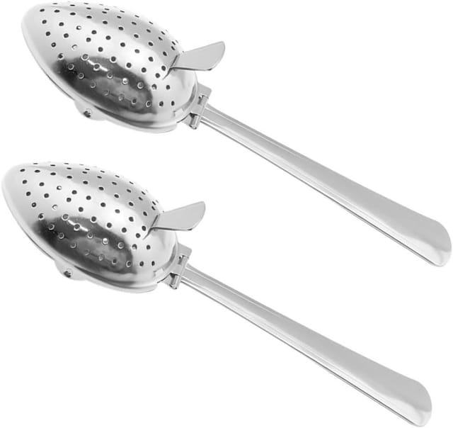 2er Set Tee- Und Kaffeefilter Mit Langem Stiel, Loffelsieb Mit Feinen Lochern Aus Metall