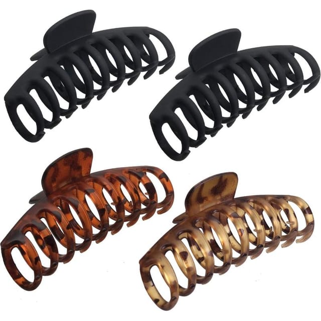 4er Set Große Leoparden-haarklammern Matt 9 Cm, Rutschfest Starker Halt, Mädchen Langes Dickes Haar Trendy