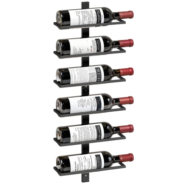 Weinregal Für Die Wand, 6 Flaschen, Metall, Schwarz, Waagerechte Halterung, Platzsparend