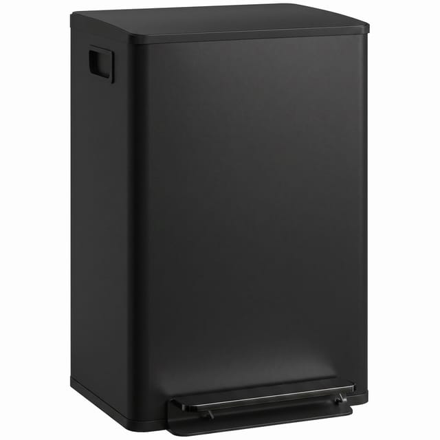 Mülleimer Küche 50l Mit Fußpedal Und Weichschluss, Edelstahl Schwarz, Mit Herausnehmbarem Inneneimer, 50 Liter