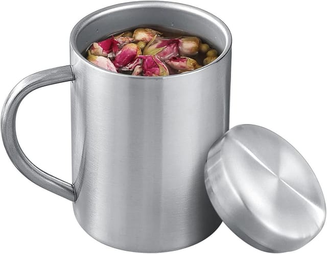 Edelstahl Isolierbecher Kaffee Tee, Mit Deckel Griff Für Camping Reise Mit Sicherer Verriegelung