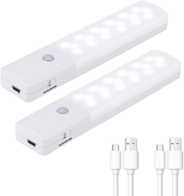 Kabelloses Nachtlicht Mit 18 Led Wiederaufladbar, Automatische Lampe, Schrank Und Treppe