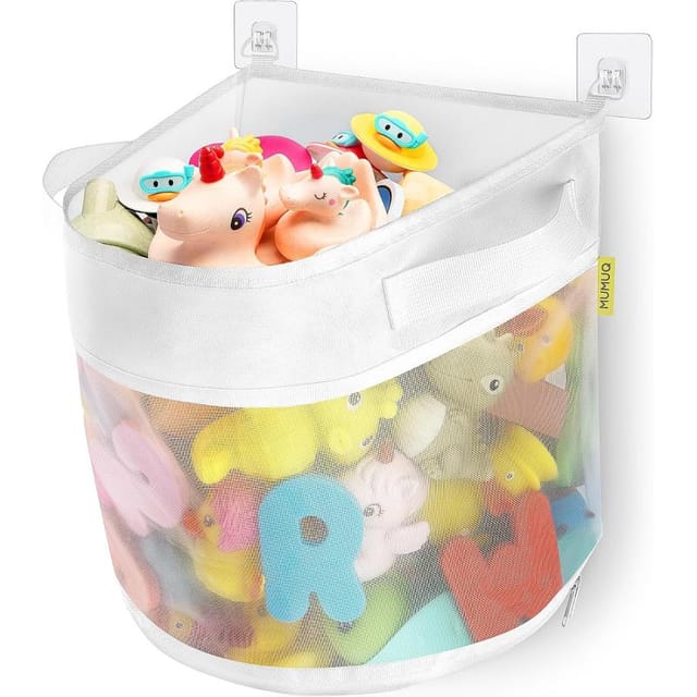 Badespielzeug-aufbewahrung 7 L, Duschnetzkorb Mit Reißverschlussboden, Mesh-organizer Bad, Kinder-spielzeug