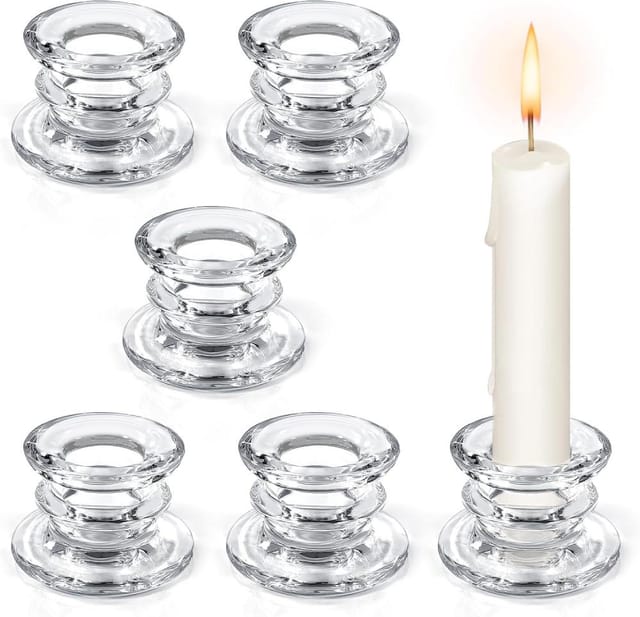 6er Pack Glas Kerzenhalter Transparent, Hochzeit Weihnachten Für Tischdeko Robust Und Langlebig