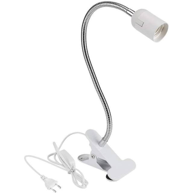E27 Klemmlampe Mit Fassung Schalter Und Eu-stecker, Flexibler Lampenhalter Für Schreibtisch Und Nachttisch