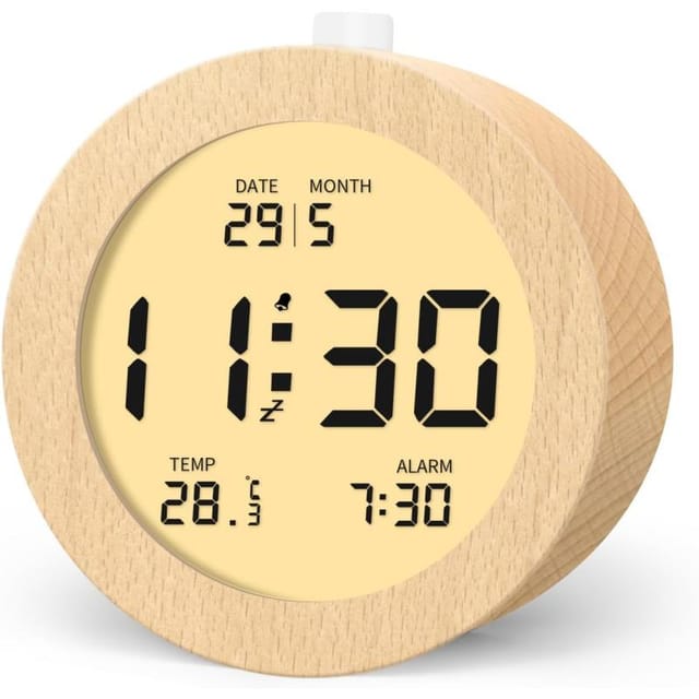 Digitaler Wecker Aus Naturmaterial, Einfache Nachttisch-uhr, Sanfter Wecker Am Morgen, Für Schlafzimmer, Büro