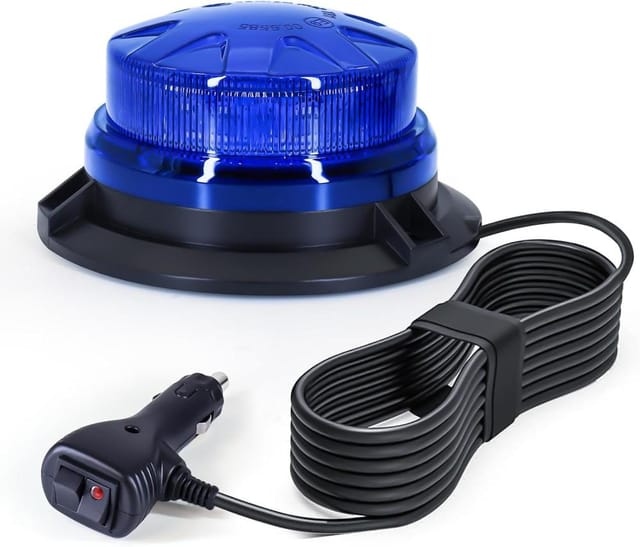 Led Warnleuchte Fahrzeug Blau 12/24v, Magnetfuß 3m Kabel, Warnung Pannenhilfe Straße