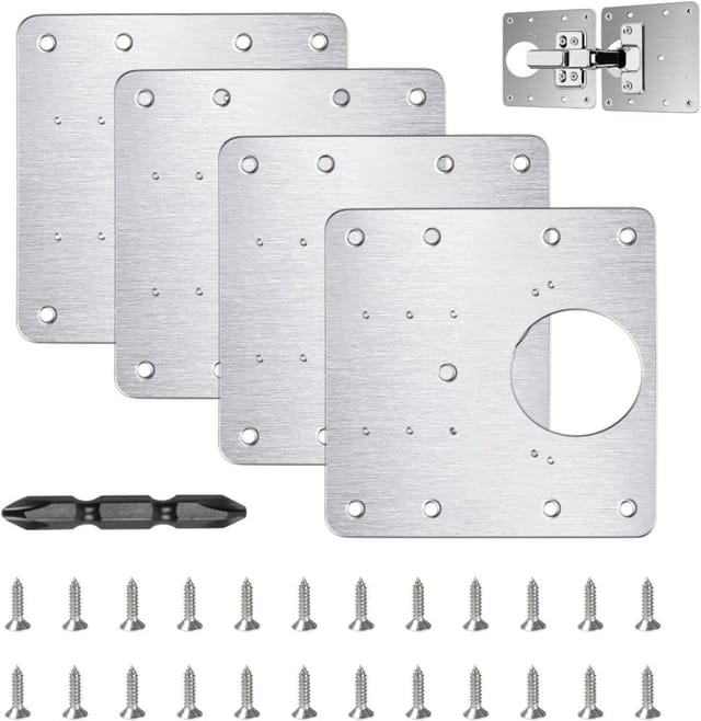 4er Pack Scharnier Reparaturplatten Tür, Durchhängendes Möbel Ersatz, Beschlag Renovierung