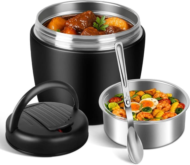 Isolierte Lunchbox Warmes Essen 1200ml, Thermos Lebensmittel Mit Löffel, Groß Mittagessen Unterwegs