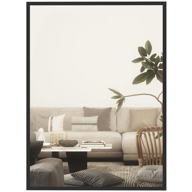 Wandspiegel 76x101 Cm Rechteckig Schwarzer Rahmen Badezimmerspiegel Wohnzimmerspiegel Modern