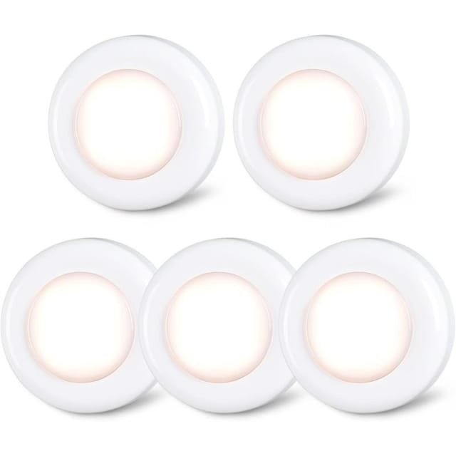 5er Set Touch-led Strahler Warmweiß Selbstklebend, Batteriebetrieben, Innenbeleuchtung Schrank, Küche Und Flur