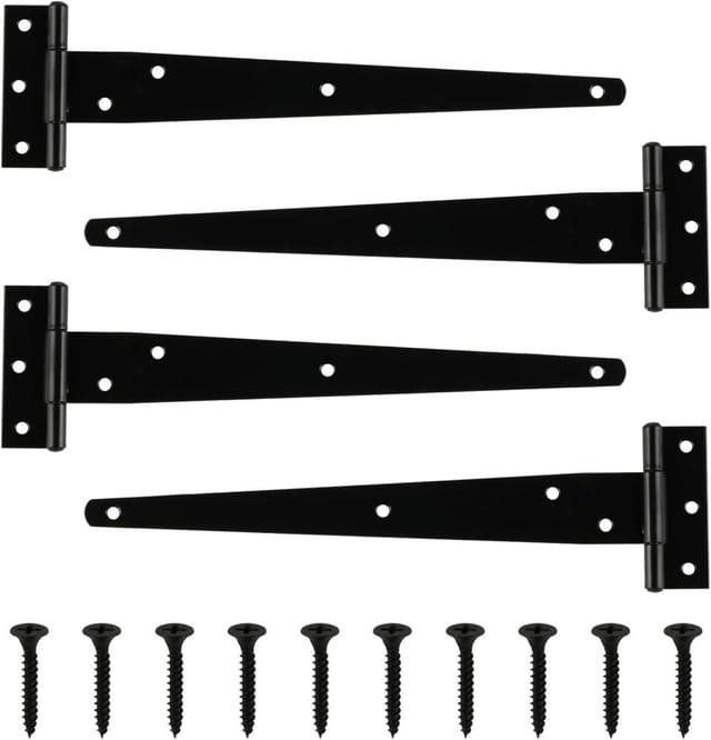 4er Pack Robuste T Scharniere 25, Verzinkt Schwarz Scheunentore, Außen Balkon Patio Garten