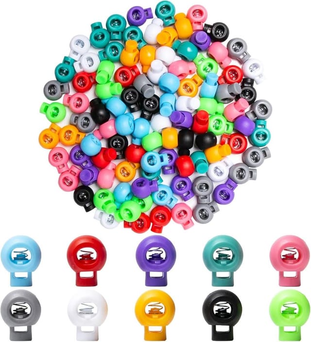 100er Pack Kordelstopper 1 Loch 8 Mm, 10 Farben, Kordelanschlag Tasche Naehen Diy Verschluss Robust