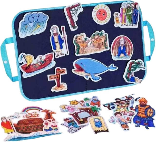 Filzbrett Set Für Kleinkinder, Bibelgeschichte Jonas Und Der Wal, Pädagogisches Storyboard, Lesen Lernen
