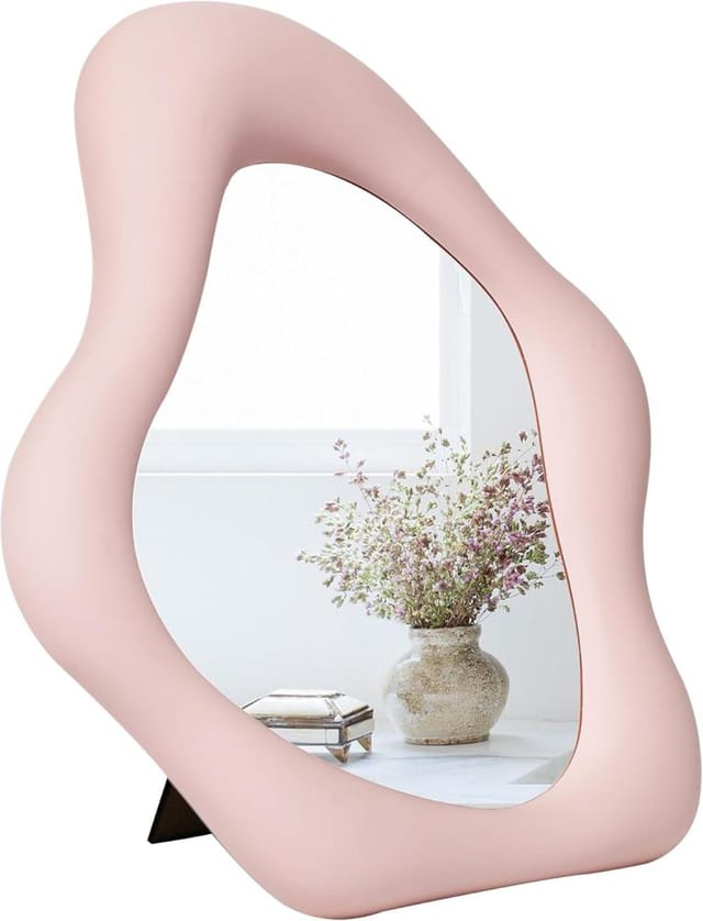 Kompakter Wand-dekospiegel, Tisch-kosmetikspiegel 25,4 Cm, Rosa, 4 Cm Dicke, Badezimmer Eingang Flur