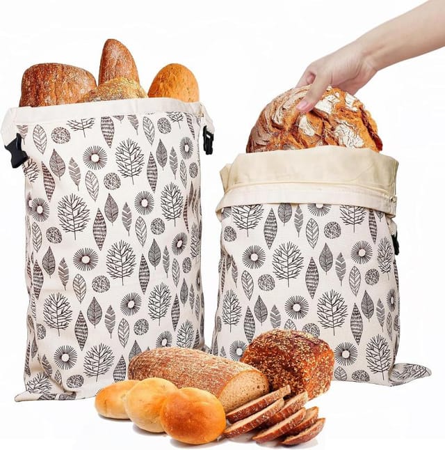 2er Pack Wiederverwendbare Brotbeutel Bienenwachs 43 X 33 Cm, Ökologisch Ideal Für Outdoor