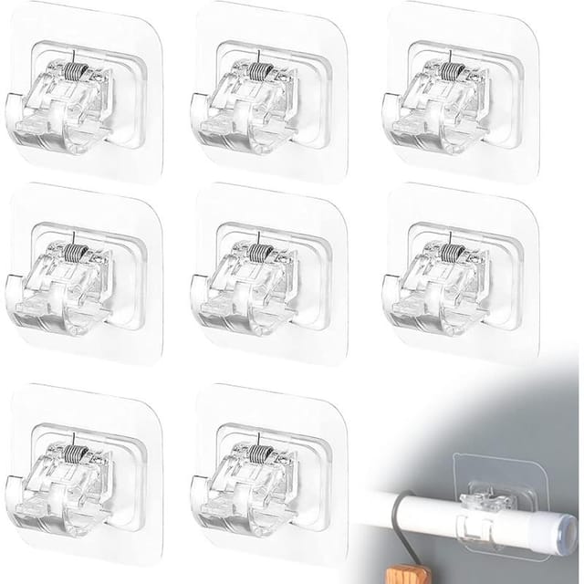 8er Set Transparente Vorhanghaken Ohne Bohren, Selbstklebend, Befestigung Für Vorhangstange Fenster, Dusche