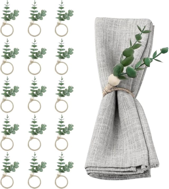 15 Eukalyptus Serviettenringe Im Landhausstil, Natürliche Tischdekoration Für Hochzeit Und Party