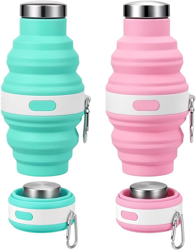 2er Pack Faltbare Silikonbecher 475 Ml, Wasserdicht Stoßfest Bpa-frei Mit Angenehmer Haptik