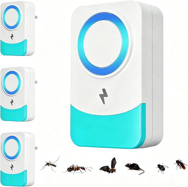 4er Pack Ultraschall Mäuse Insekten Vertreiber, Parasitenmittel Innen, Chemiefrei Garage