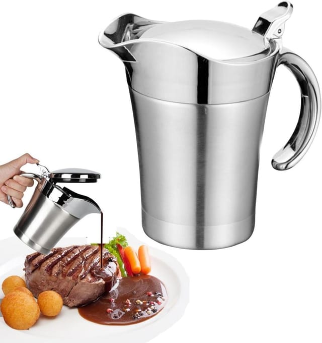 Isolierter Soßenkrug 750ml, Tropffrei Edelstahl 304 Doppelwandig, Dressing Tisch Küche Familie