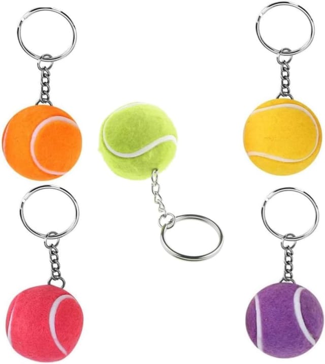 5 Tennisball Schlüsselanhänger Metall 2cm, Mini, 5 Farben, Für Tennisfans Und Party Mitbringsel