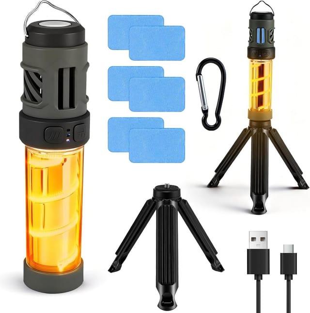 Campinglampe Aufladbar 3000mah, Stativ Abnehmbar Magnetfuß, Mückenschutz Outdoor Wandern