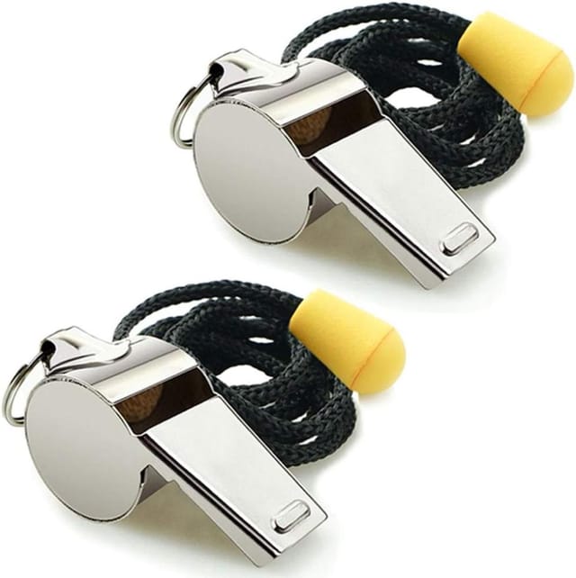 2er Set Sportpfeife Aus Edelstahl, Mit Abnehmbarem Lanyard, Lauter Pfiff Schiedsrichter Trainer Sicherheit
