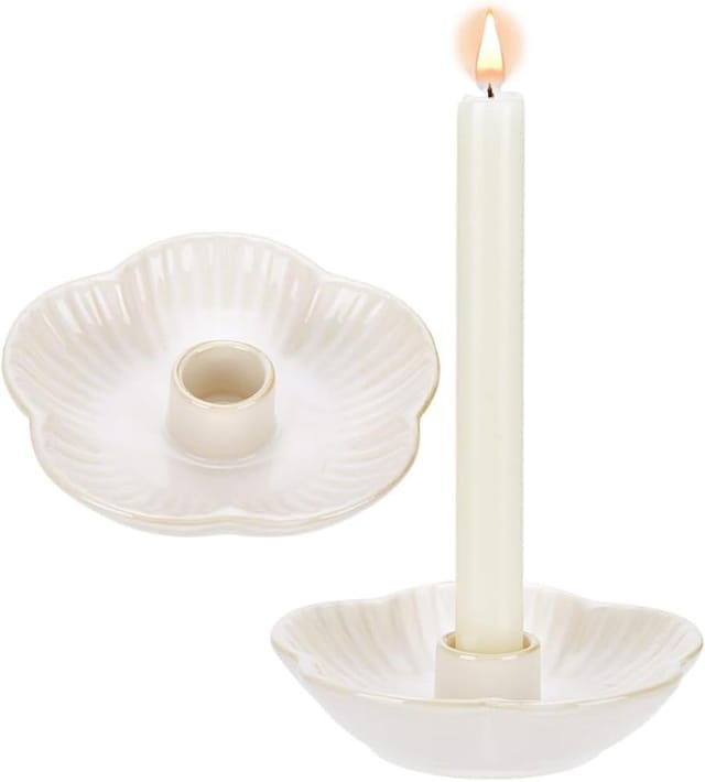 2er Pack Kerzenhalter Keramik Blumenform, Porzellan Für Kerze Räucherstäbchen Für Haustierpflege Zu Hause
